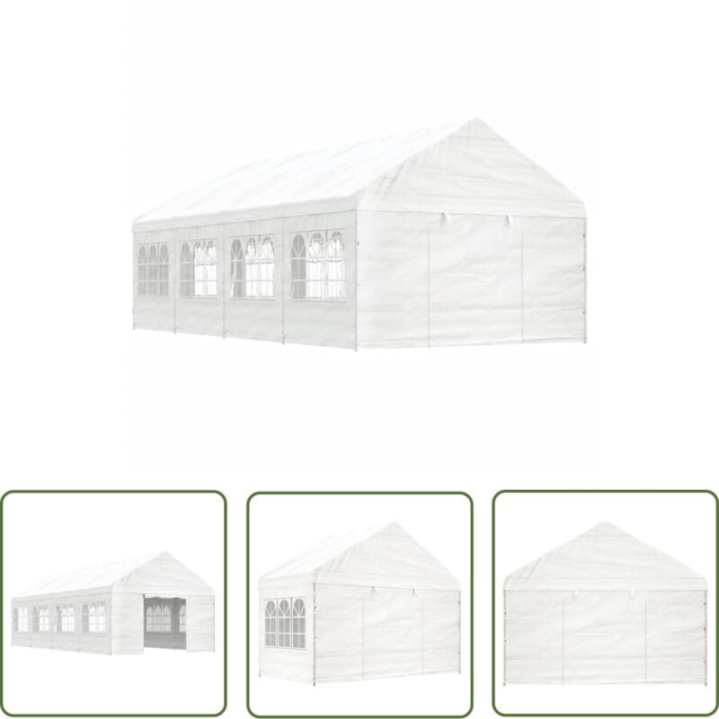 The Living Store - Pavillon mit Dach Weiß 8,92x4,08x3,22 m Polyethylen - Pavillon - Gartenpavillon - Sonnenschutz - Outdoorparty - Feierzelt