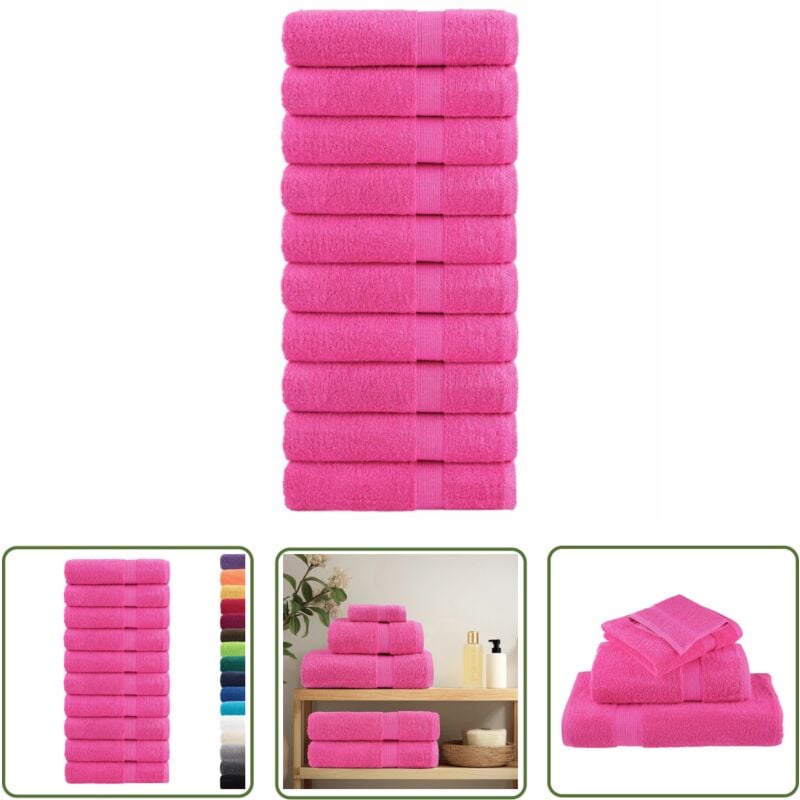 The Living Store - Premium-Handtücher solund 10 Stk. Rosa 50x100 cm 600 g/m² - Baumwolle - Rosa Handtücher - Badezimmertextilien - Waschbare
