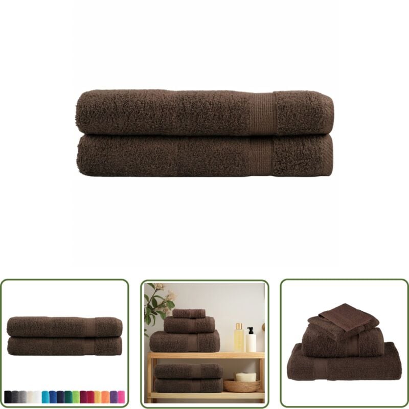 The Living Store - Premium-Handtücher solund 2 Stk. Braun 100x200 cm 600 g/m² - Baumwolle - Handtücher - Badezimmertextilien - Braune Handtücher