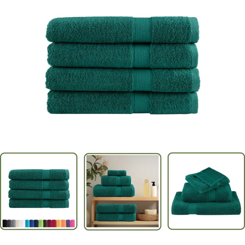 Premium-Handtücher solund 4 Stk. Grün 100x200 cm 600 g/m² - Baumwolle - Handtücher - Badezimmertextilien - Grüne Handtücher - Große Handtücher - The