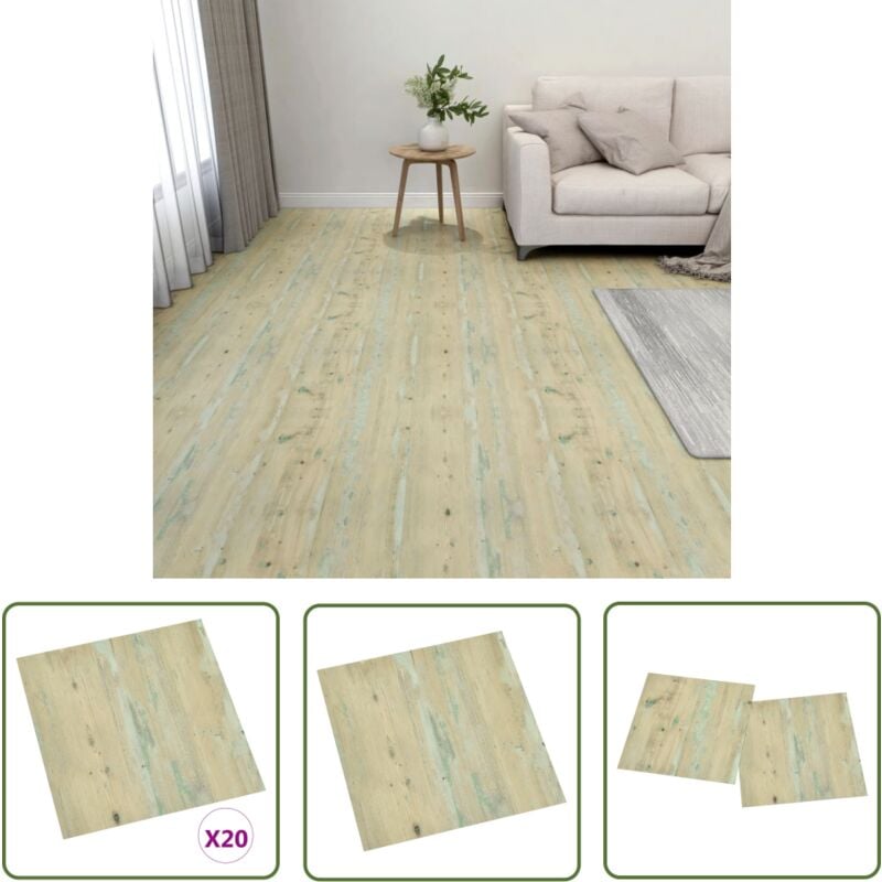 The Living Store - PVC-Fliesen Selbstklebend 20 Stk. 1,86 m² Hellbraun - pvc Fliesen - Selbstklebender Bodenbelag - Wohnaccessoires - Badezimmer