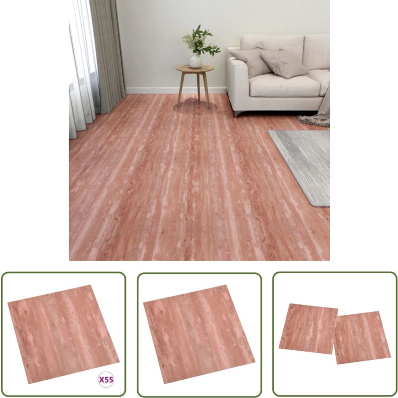 The Living Store - PVC-Fliesen Selbstklebend 55 Stk. 5,11 m² Rot - pvc Fliesen - Vinylboden - Selbstklebender Bodenbelag - Wohnraum Dekoration