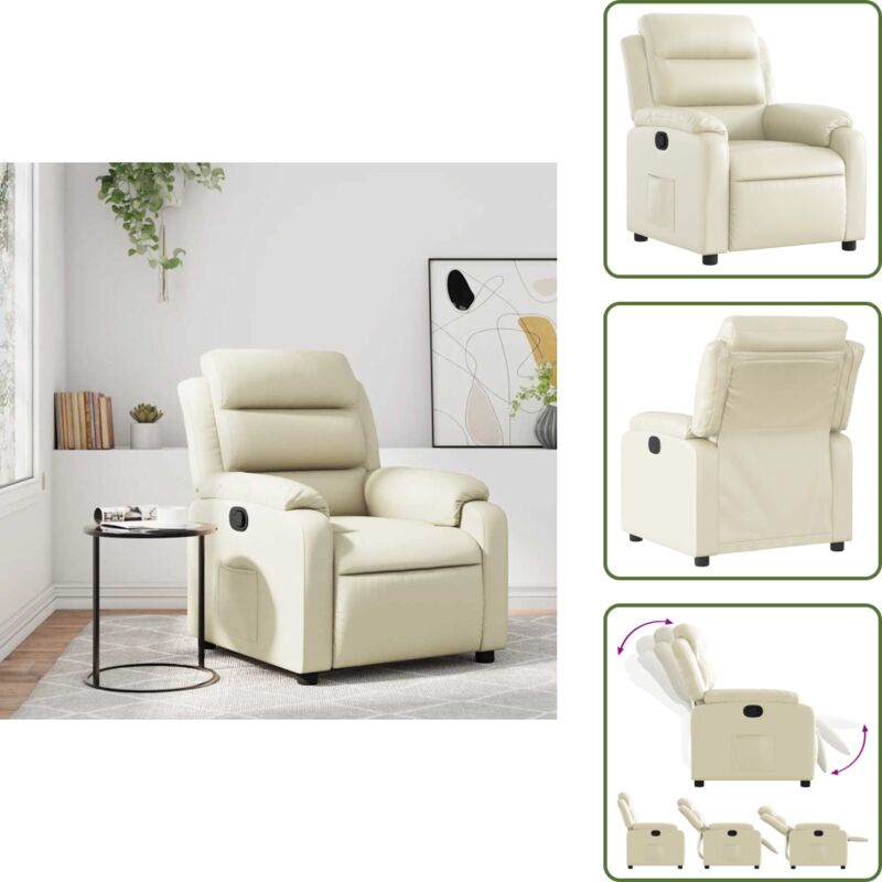 Relaxsessel Creme Kunstleder - Komfortsessel - Relaxsessel - Fernsehsessel - Lounge Chair - Lederlook - The Living Store