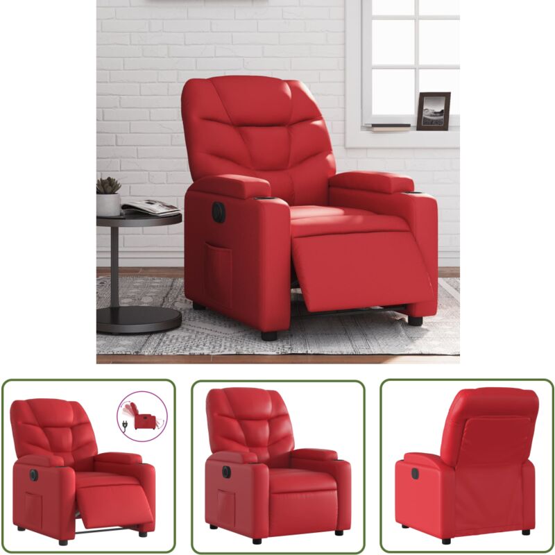 Relaxsessel Elektrisch Rot Kunstleder - Fernsehsessel - Relaxsessel - Elektrischer Sessel - Lederlook - Bequeme Lounge - The Living Store