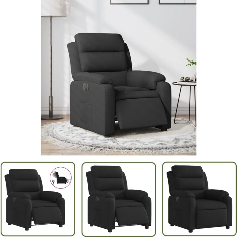 Relaxsessel Elektrisch Schwarz Stoff - Fernsehsessel - Elektrischer Recliner - Relaxsessel - Bequeme Lounge Chair - Polstersitz - The Living Store
