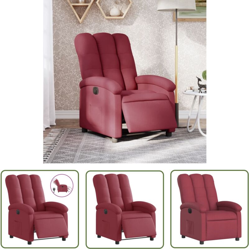 Relaxsessel Elektrisch Weinrot Stoff - Fernsehsessel - Elektrischer Relaxsessel - Bezienswertes Sofa - Wohlfühlsitzplatz - Lounge Chair - The Living