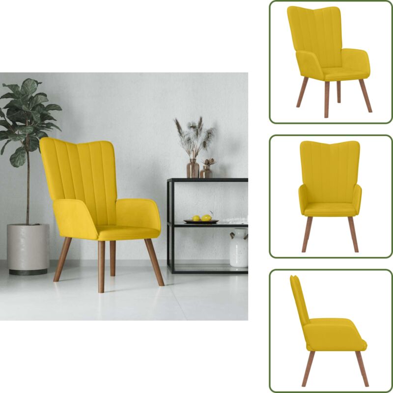 The Living Store - Relaxsessel Senfgelb Samt - Sessel - Samt Sessel - Wohnraum Dekoration - Bequemes Sofa - Gelber Sessel