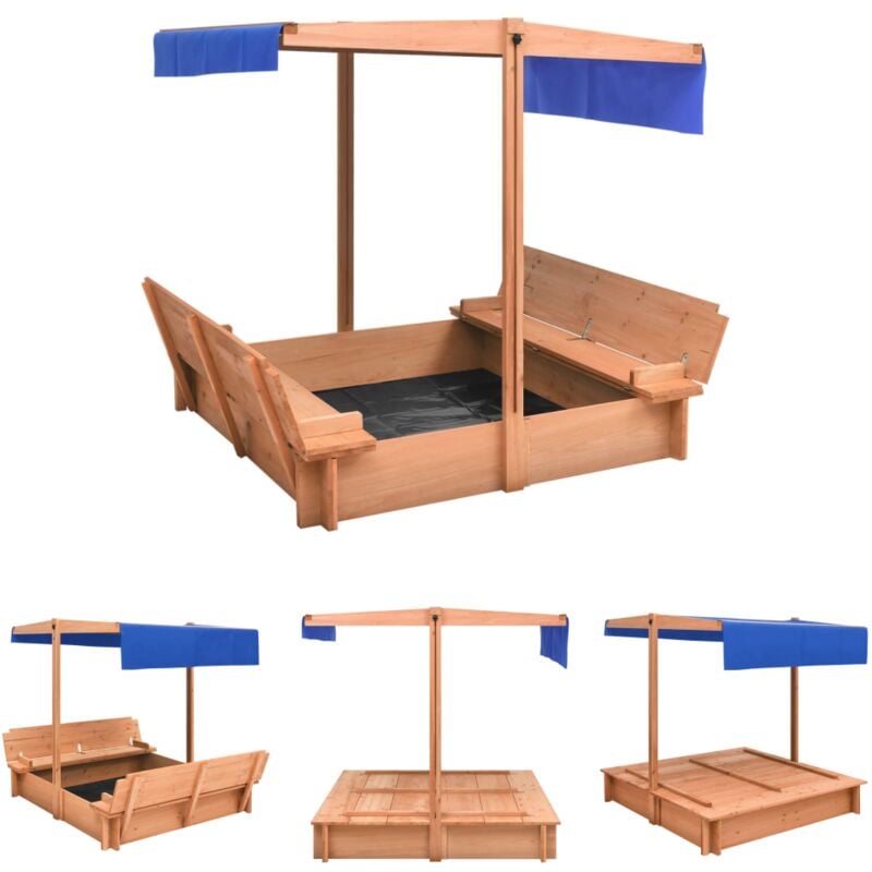 The Living Store - Sandkasten mit Dach Tannenholz 112x112x112 cm - Sandkästen - Braun