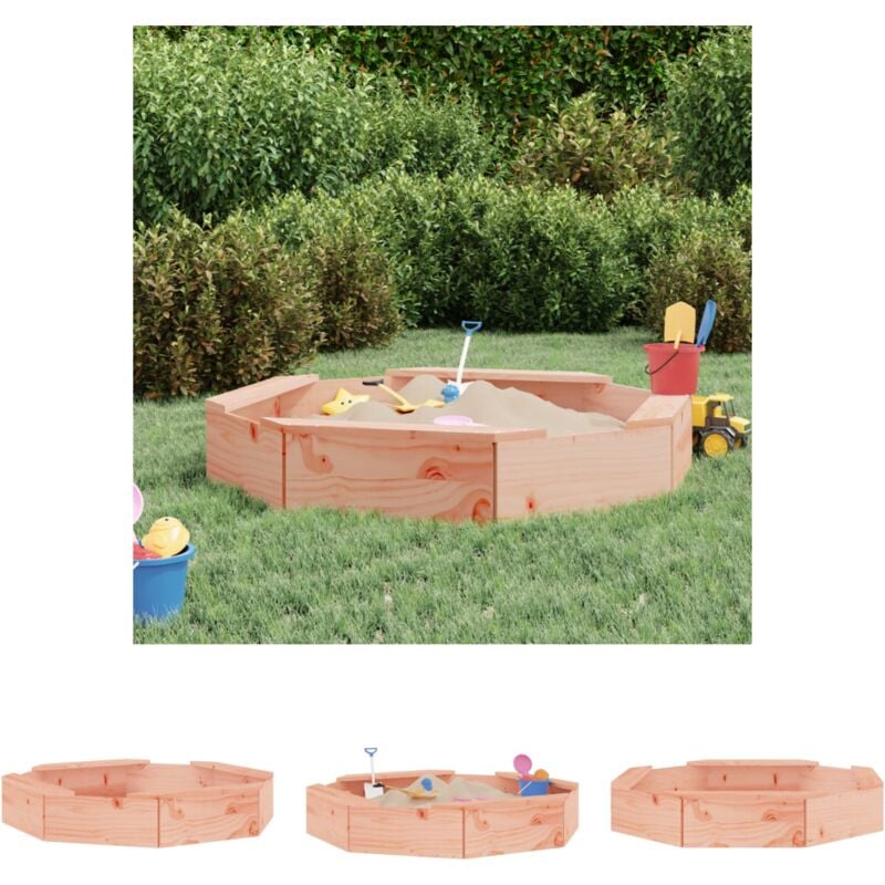 The Living Store - Sandkasten mit Sitzen Achteck Massivholz Douglasie - Sandkästen - Braun