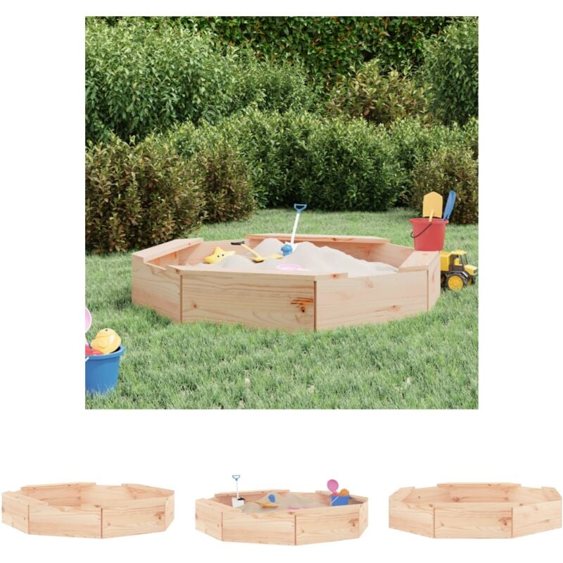 The Living Store - Sandkasten mit Sitzen Achteck Massivholz Kiefer - Sandkästen - Braun