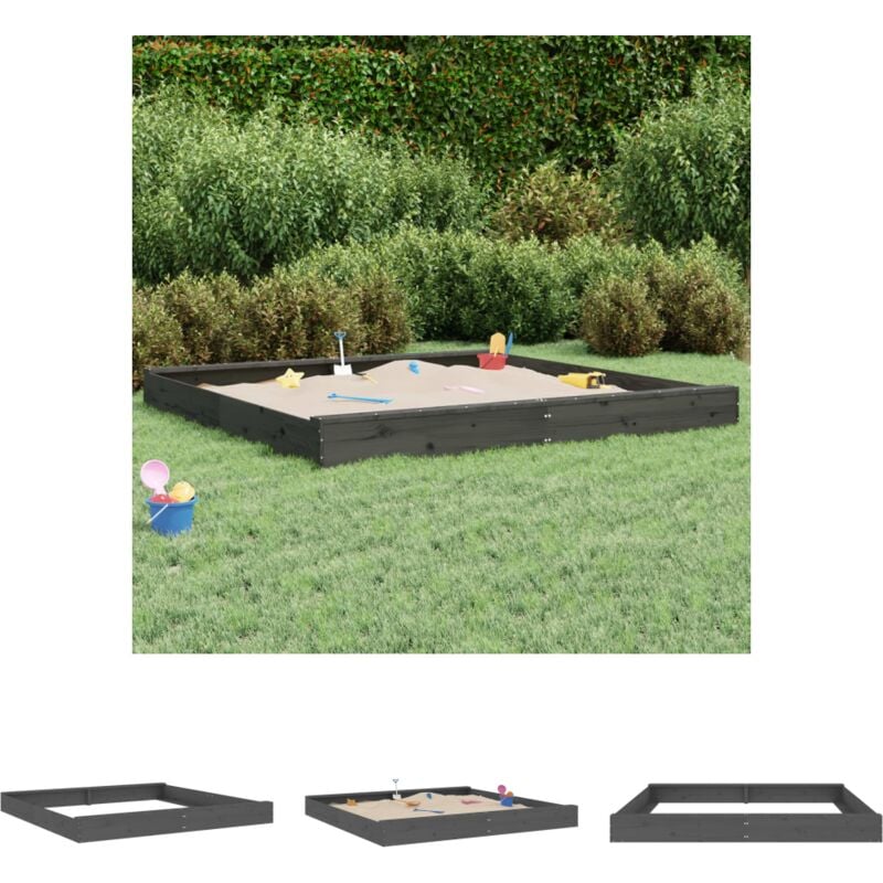 The Living Store - Sandkasten mit Sitzen Grau Quadratisch Massivholz Kiefer - Sandkästen - Grau