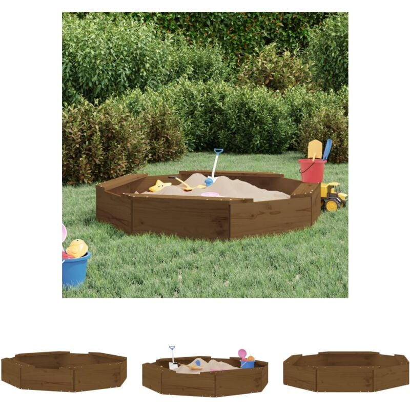 The Living Store - Sandkasten mit Sitzen Honigbraun Achteck Massivholz Kiefer - Sandkästen - Braun