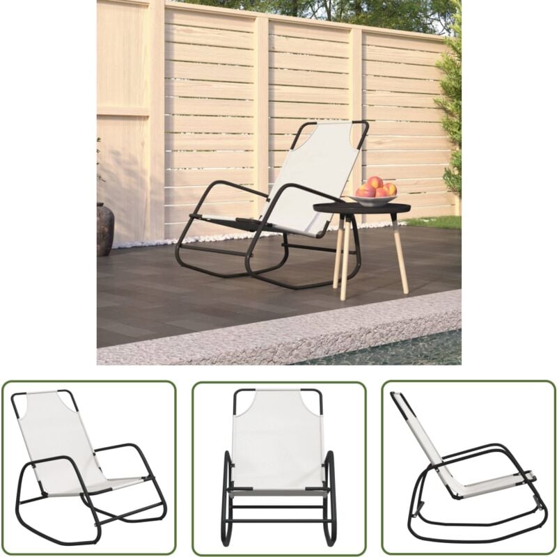 The Living Store - Schaukelliege Creme Stahl und Textilene - Schaukelliege - Gartenliege - Lounge Chair - Outdoor Möbel - Relaxsessel