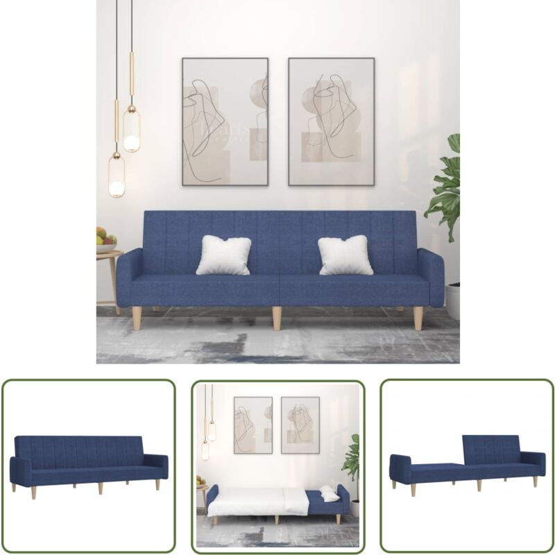 The Living Store - Schlafsofa 2-Sitzer Blau Stoff - Schlafsofa - Couchsofa - Gästebett - Wohnzimmereinrichtung - Gemütliches Wohnen