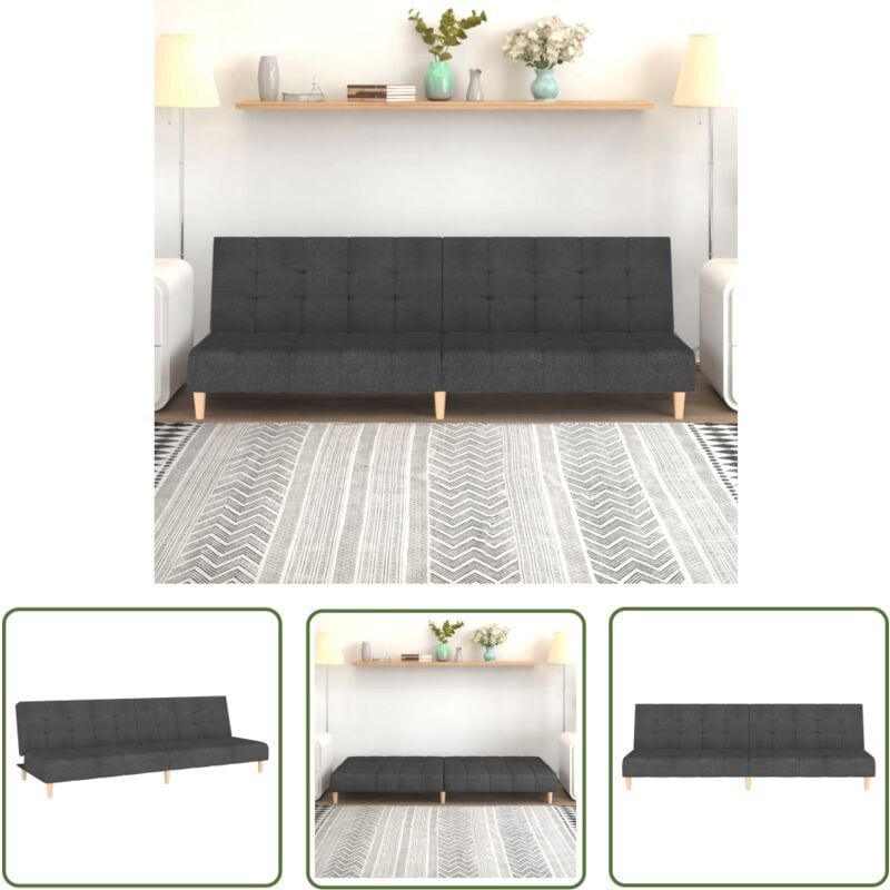 The Living Store - Schlafsofa 2-Sitzer Dunkelgrau Stoff - Schlafsofa - 2-Sitzer Sofa - Wohnraum Möbel - Gästezimmer - Bettwäsche