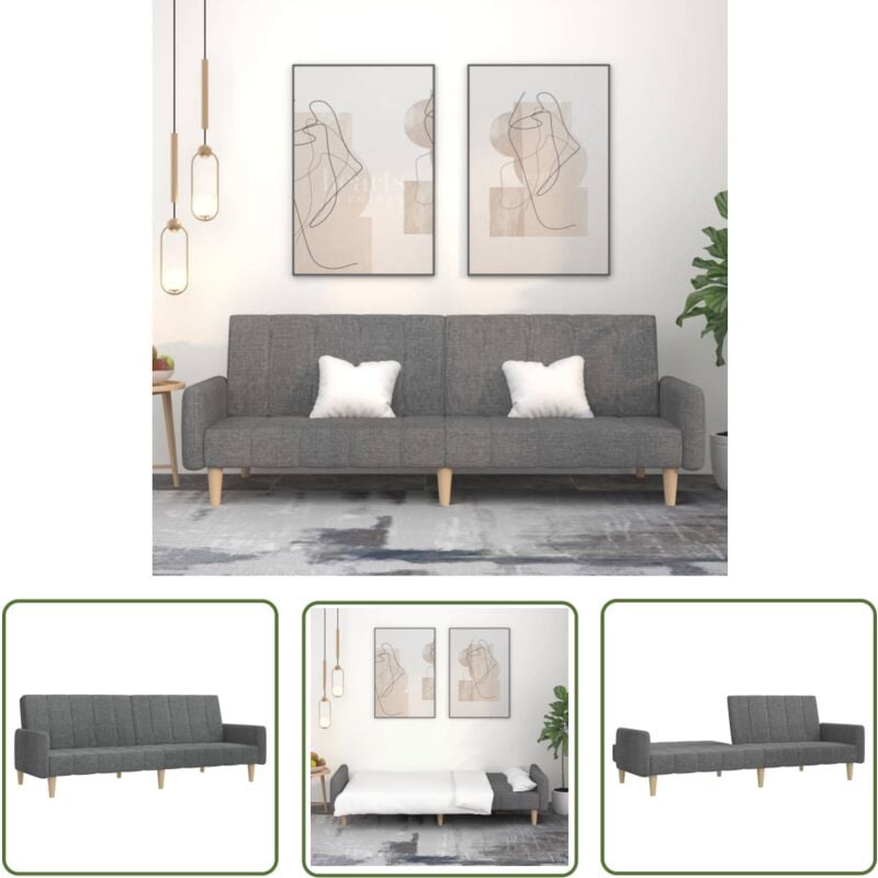 The Living Store - Schlafsofa 2-Sitzer Hellgrau Stoff - Sofabett - Schlafsofa - Gästebett - Wohnraumgestaltung - Gemütliches Wohnen