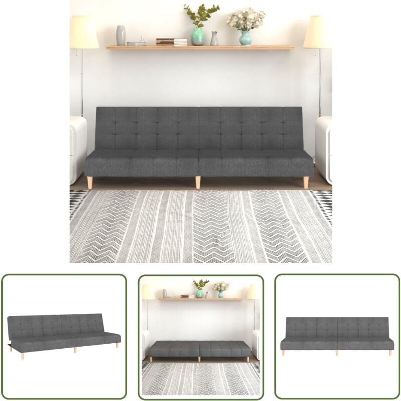 The Living Store - Schlafsofa 2-Sitzer Hellgrau Stoff - Schlafsofa - Couch - Gästebett - Wohnzimmersofa - 2-Sitzer Sofa