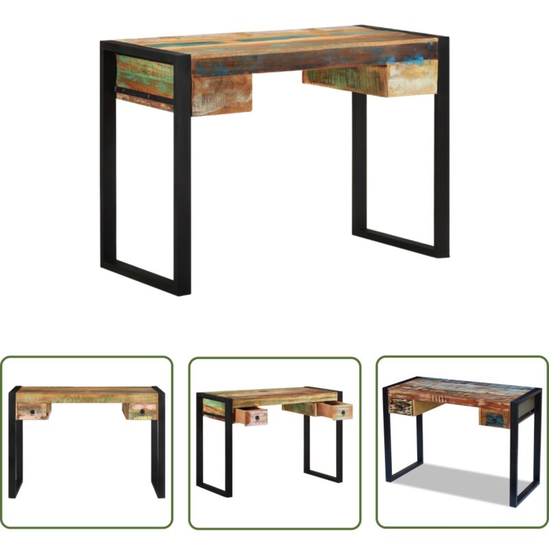 The Living Store - Schreibtisch Altholz - Vintage Schreibtisch - Holz Schreibtisch - Recyclingmöbel - Schreibtisch Gebraucht - Industriel Style