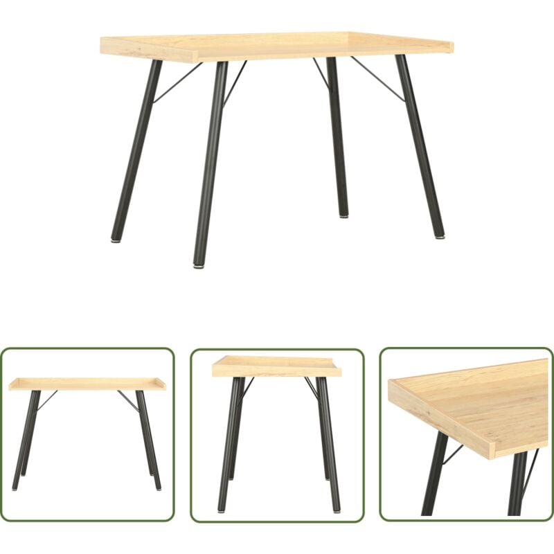 The Living Store - Schreibtisch Eiche 90×50×79 cm - Schreibtisch - Eiche Optik - Schwarzer Schreibtisch - Home Office Möbel - Bürostuhl