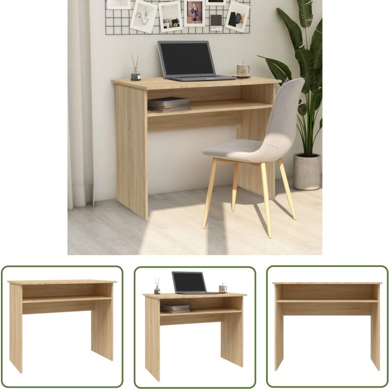 The Living Store - Schreibtisch Sonoma-Eiche 90x50x74 cm Holzwerkstoff - Schreibtisch - Holzwerkstoff - Sonoma-Eiche - Schreibtisch Klein - Home