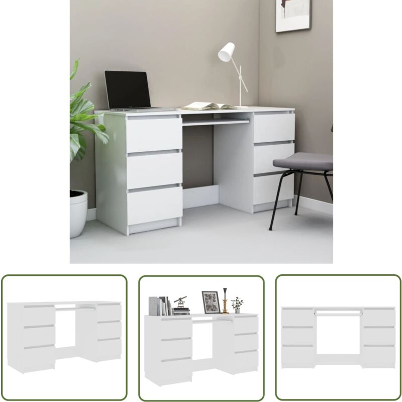 Schreibtisch Weiß 140x50x77 cm Holzwerkstoff - Schreibtisch - Bürostuhl - Home Office - Weißer Schreibtisch - Holzwerkstoff Schreibtisch - The Living