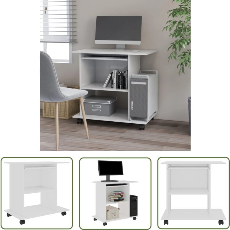 The Living Store Schreibtisch Weiß 80x50x75 cm Holzwerkstoff - Schreibtisch - Laptoptisch - PC Tisch - Home Office - Weißes Möbelstück