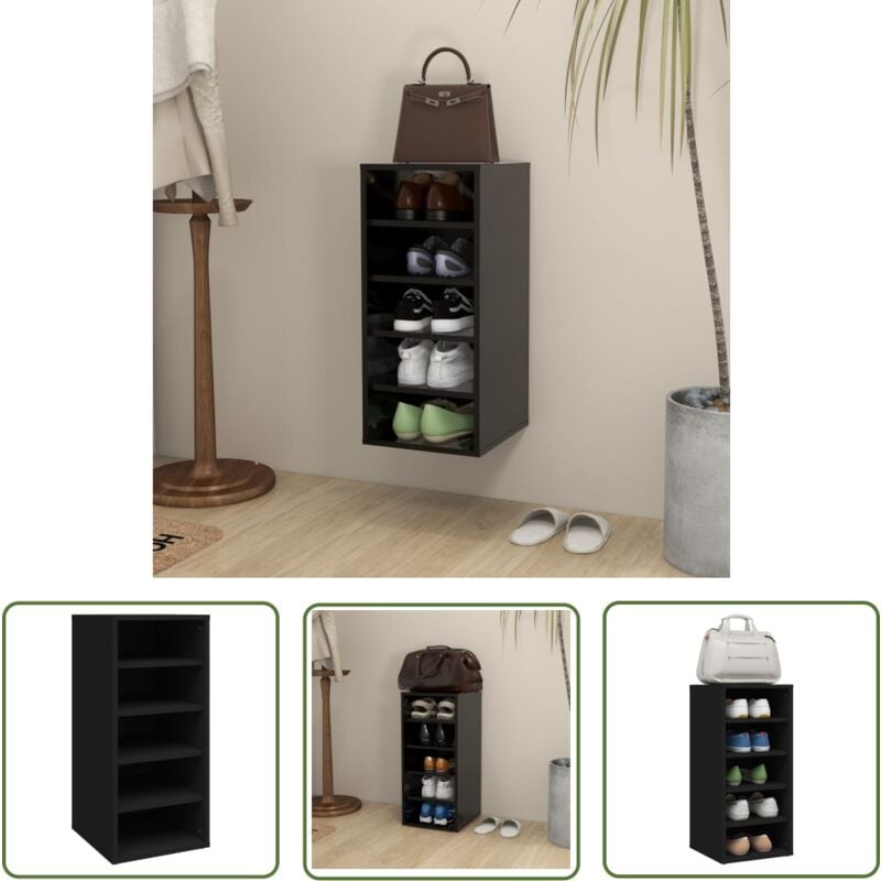 The Living Store Schuhschrank Schwarz 31,5x35x70 cm Holzwerkstoff - Schuhschrank - Schuhregal - Garderobe - Einbauschrank - Aufbewahrungsbox