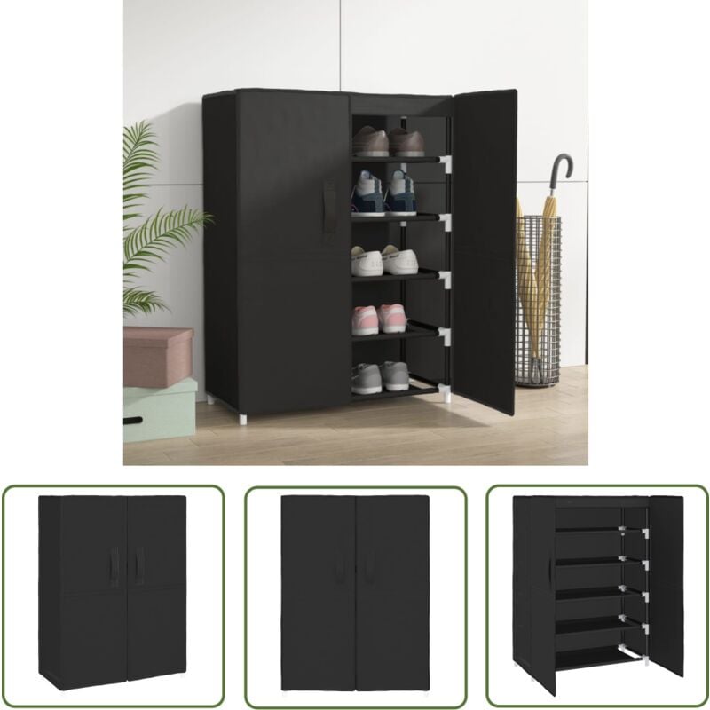 The Living Store Schuhschrank Schwarz 60x28x90 cm Stoff - Schuhschrank - Schrank - Garderobe - Schuhregal - Aufbewahrung