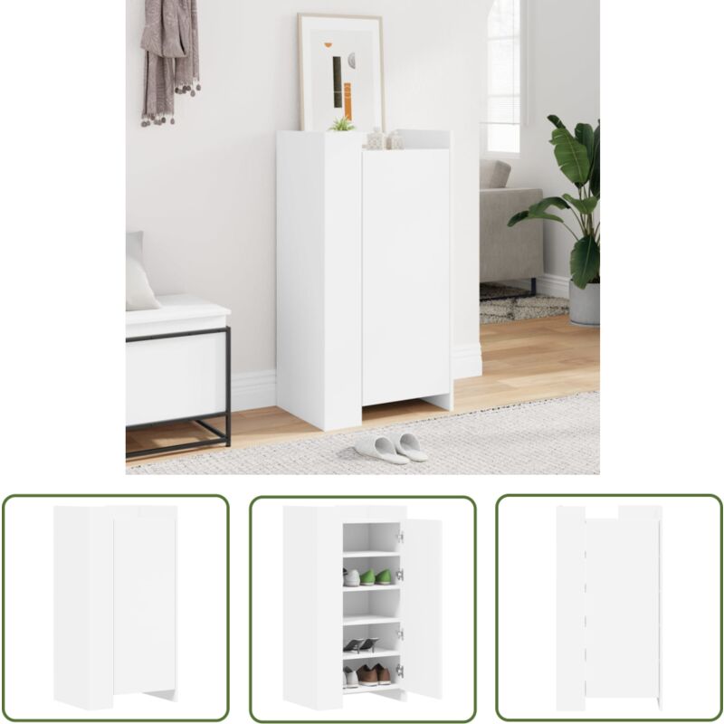 The Living Store Schuhschrank Weiß 52x37,5x100 cm Holzwerkstoff - Schuhschrank - Schrank Für Schuhe - Holzwerkstoffmöbel - Garderobe