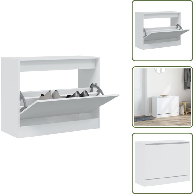 The Living Store Schuhschrank Weiß 80x34x63 cm Holzwerkstoff - Schuhschrank - Schrank Für Schuhe - Schuhregal - Garderobe - Einbauschrank