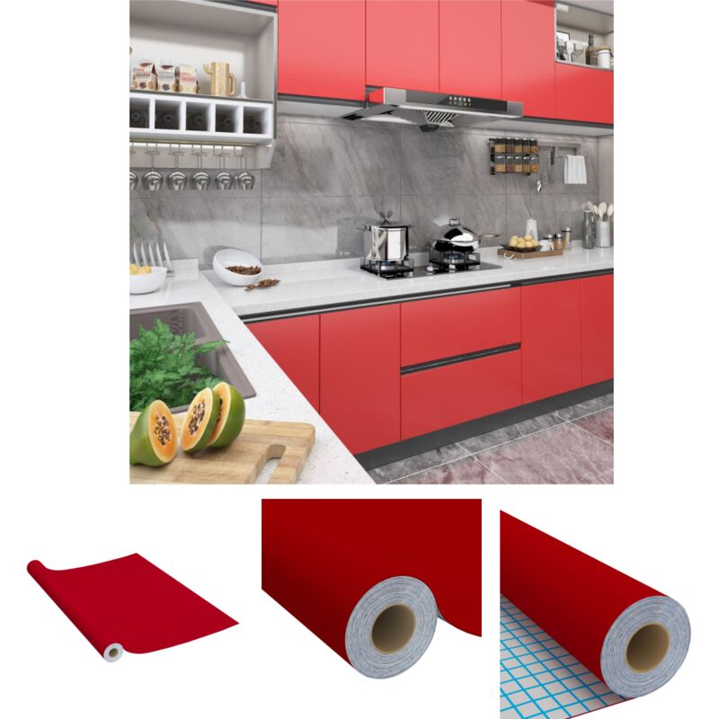 The Living Store - Selbstklebende Möbelfolie Rot 500 x 90 cm pvc - Fensterfolie - Rot