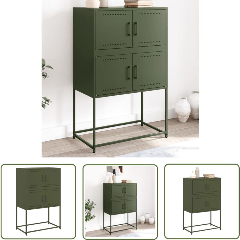 Sideboard Olivgrün 68,5x38,5x107 cm Stahl - Industrielles Sideboard - Sideboard Grün - Metallschrank - Wohnraum Dekoration - Aufbewahrungsschrank