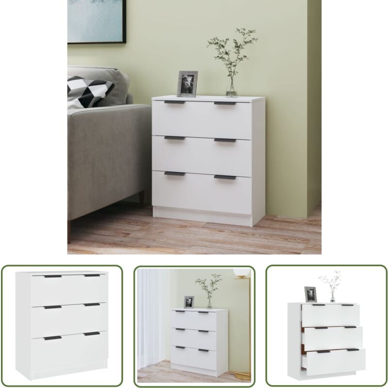 Sideboard Weiß 60x30x70 cm Holzwerkstoff - Schreibtisch - Wohnzimmermöbel - Sideboard - Regal - Holzmöbel - The Living Store