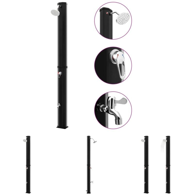 The Living Store Solardusche mit Duschkopf und Wasserhahn 35 l Schwarz - Pool- & Whirlpool-Zubehör