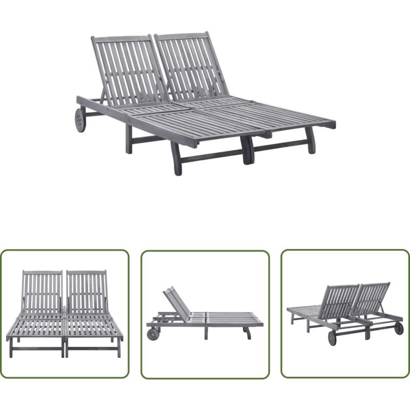 The Living Store - Doppel-Sonnenliege Massivholz Akazie - Doppel-Sonnenliege - Gartenliege - Holz-Sonnenliege - Akaziengartenmöbel - Outdoor Möbel