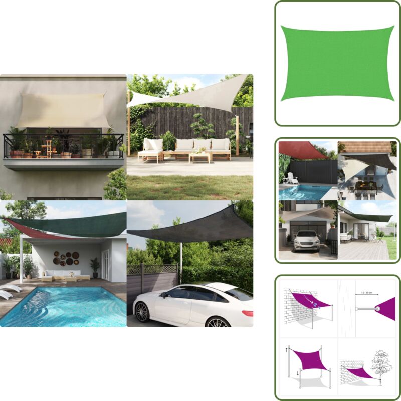 The Living Store - Sonnensegel 160 g/m² Hellgrün 2x2,5 m hdpe - Sonnensegel - Gartensonnensegel - UV-Schutz - Wetterfest - hdpe