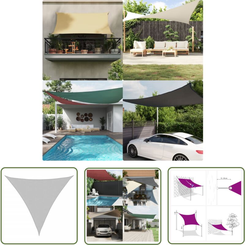 The Living Store - Sonnensegel Hellgrau 3x3x3 m 100% Polyester Oxford - Sonnensegel - Gartensonnenzelt - UV-Schutz - Wetterfest - Outdoor