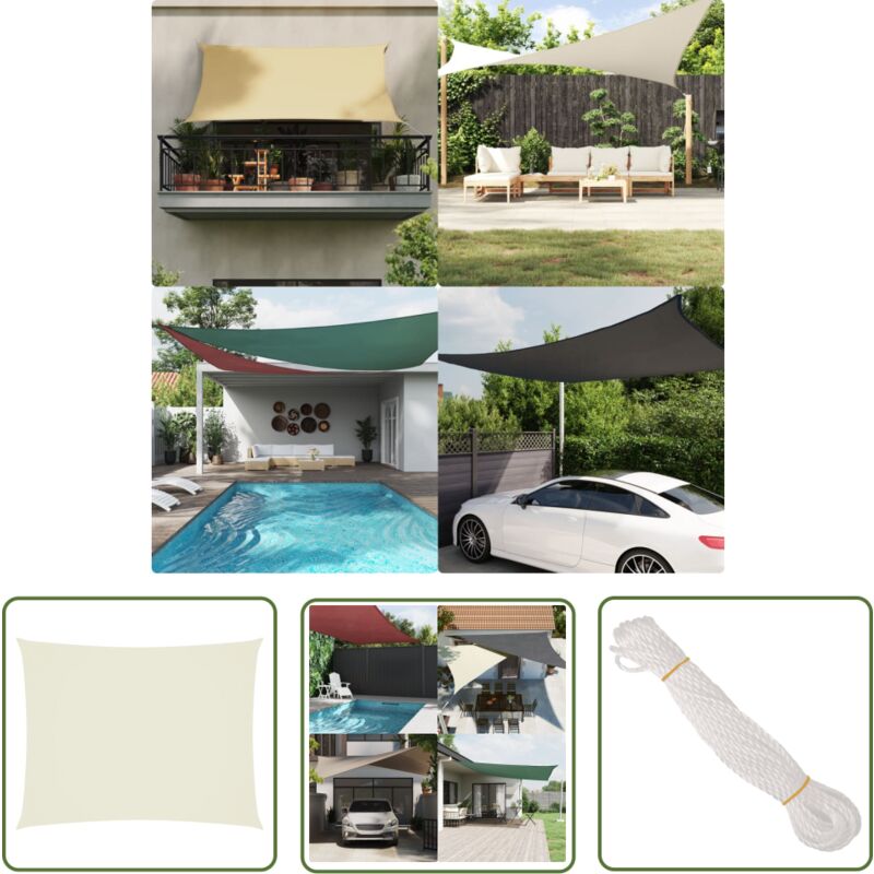 The Living Store Sonnensegel Oxford-Gewebe Rechteckig 3,5x5 m Creme - Sonnensegel - Oxford-Gewebe - Sonnenschutz - Gartensonnensegel - Rechteckiges