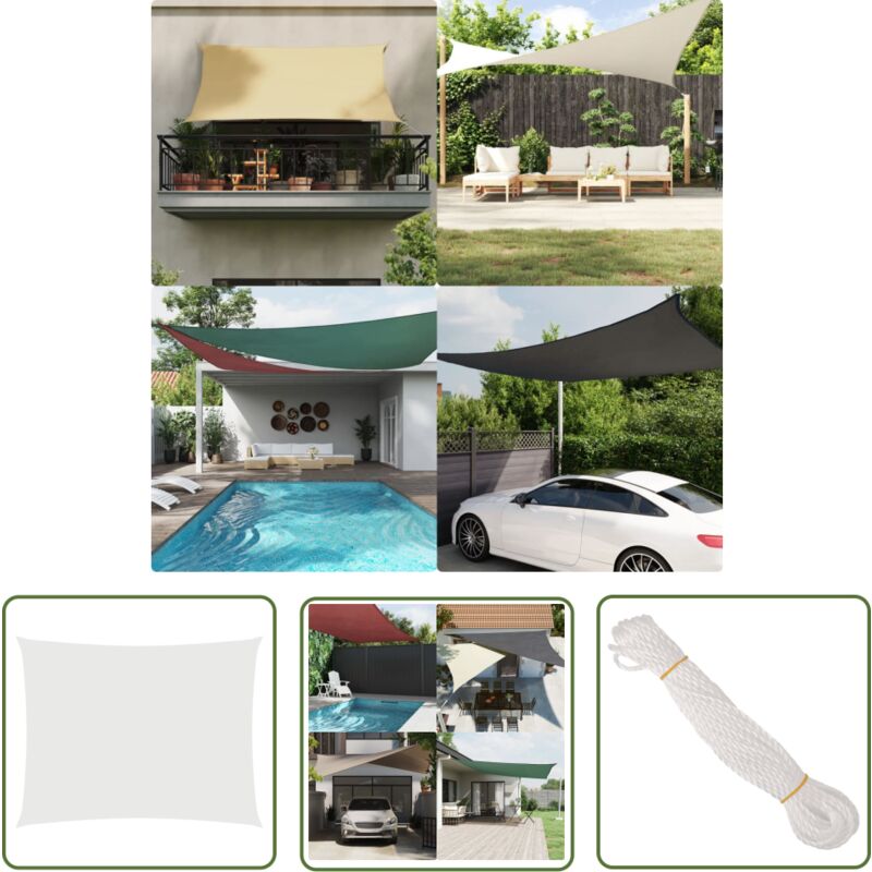 The Living Store - Sonnensegel Oxford-Gewebe Rechteckig 4x5 m Weiß - Sonnensegel - Oxford-Gewebe - Sonnenschutz - Gartensonnensegel