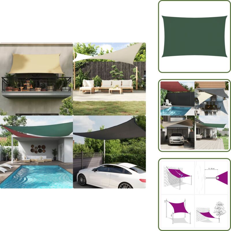 The Living Store - Sonnensegel Oxford-Gewebe Rechteckig 4x7 m Dunkelgrün - Sonnensegel - Gartensonnensegel - Oxford-Gewebe - Sonnenschutz - UV-Schutz