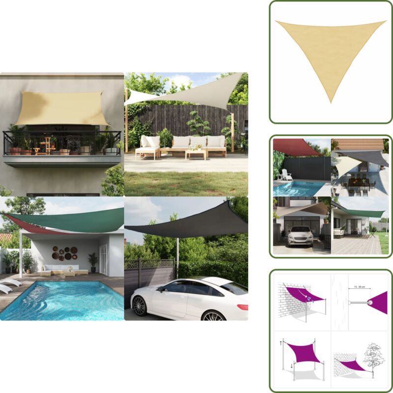 The Living Store - Sonnensegel Sandfarbe 2,5x2,5x3,5 m 100% Polyester Oxford - Sonnensegel - Gartensonnenzelt - UV-Schutz - Wetterfest - Outdoor Möbel