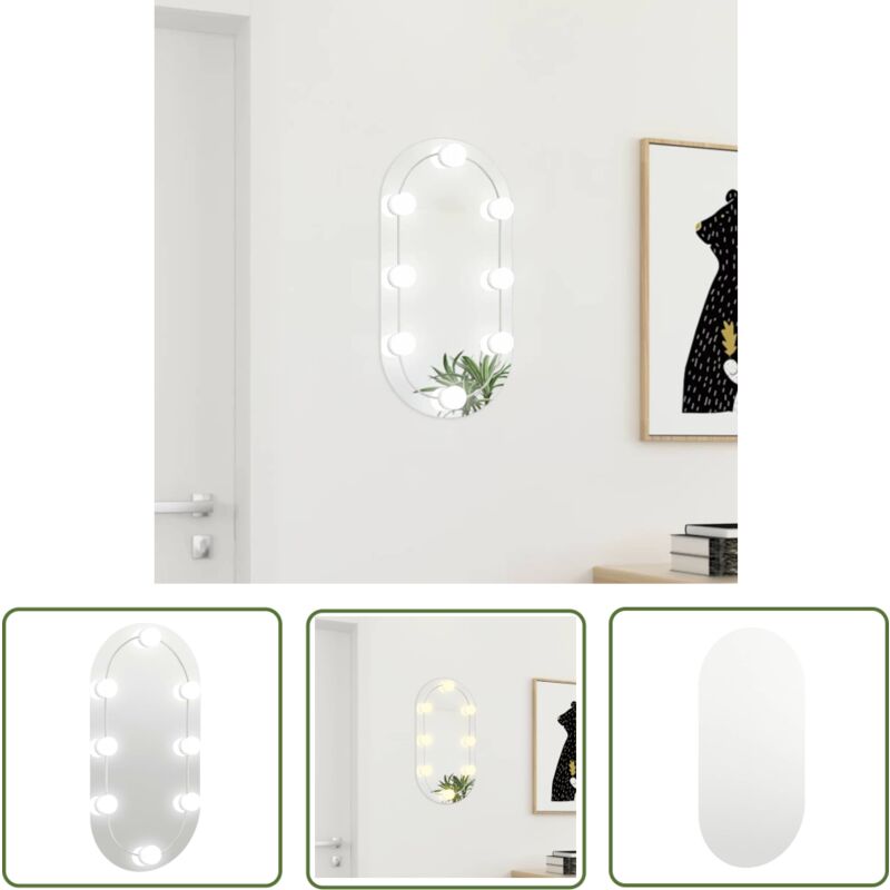 The Living Store Spiegel mit LED-Leuchten 60x30 cm Glas Oval - Spiegels - LED-Spiegel - Badezimmerspiegel - Kosmetikspiegel - Make-up-Spiegel
