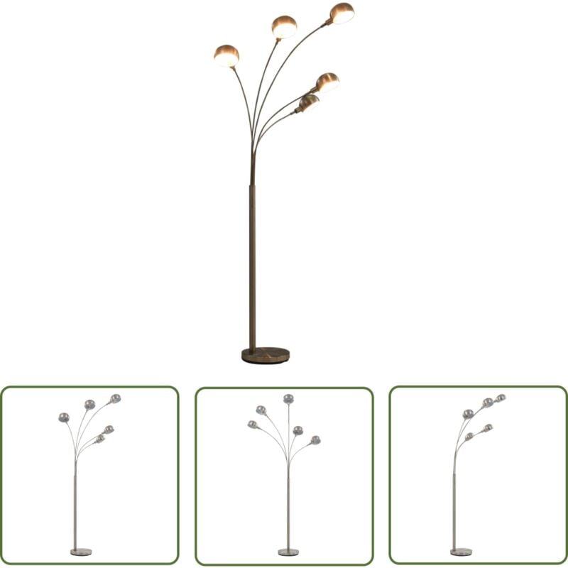 The Living Store Stehlampe 200 cm 5 x E14 Silbern - Stehlampe - Bogenlampe - Moderne Beleuchtung - Wohnzimmer Dekoration - Skandinavischer Stil