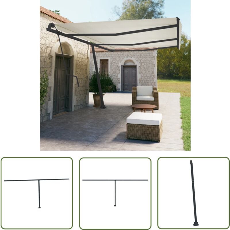 Stützen für Markisen Anthrazit 600x245 cm Eisen - Markisestütze - Markisenstütze - Gartenzubehör - Terrassenüberdachung - Balkonanlage - The Living
