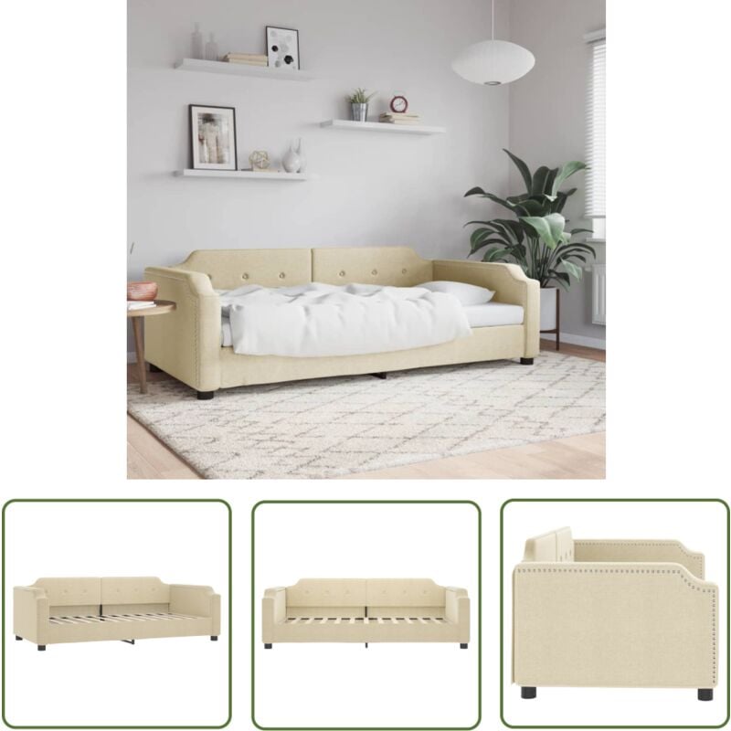 The Living Store - Tagesbett Creme 80x200 cm Stoff - Sofa - Schlafsofa - Gästebett - Tagesbett - Cremefarbenes Möbelstück