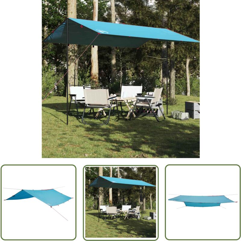The Living Store - Tarp Blau 400x294 cm Wasserdicht - Zelte - Campingzelt - Regenschutz - Wasserdichte Plane - Polyesterzelt