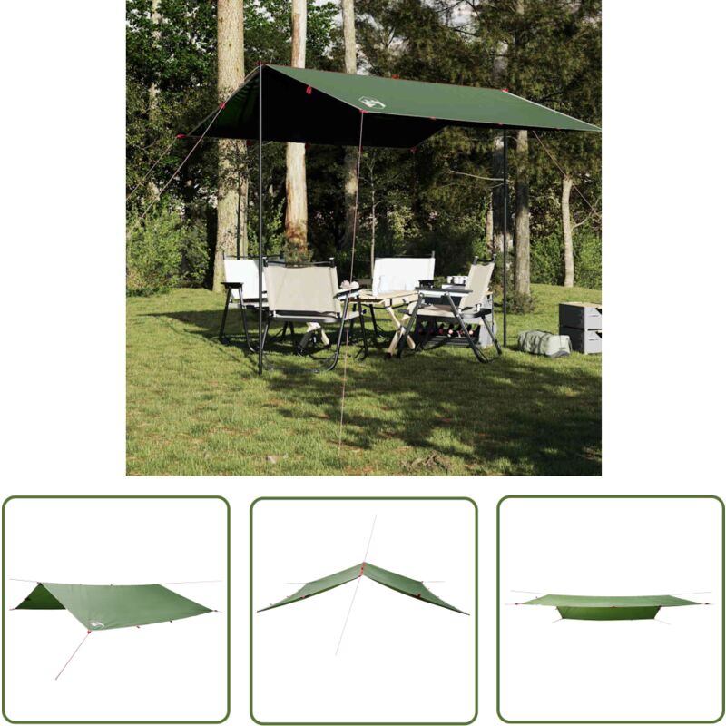 The Living Store Tarp Grün 300x294 cm Wasserdicht - Zelte - Campingzelt - Regenschutz - Outdoor Ausrüstung - Wanderzubehör