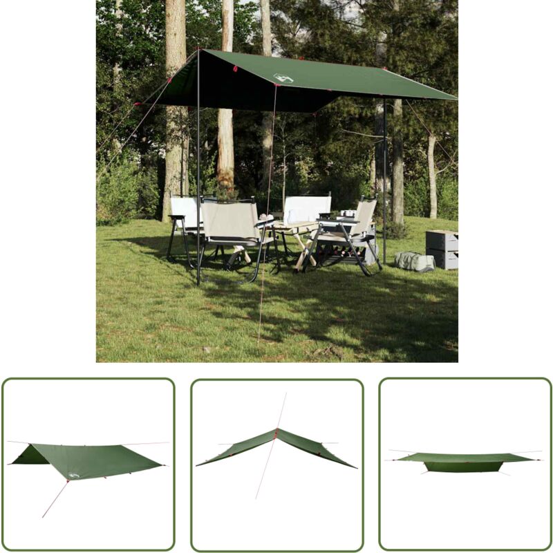 The Living Store - Tarp Grün 300x294 cm Wasserdicht - Zelte - Campingzelt - Regenschutz - Wasserdichte Plane - Polyesterzelt