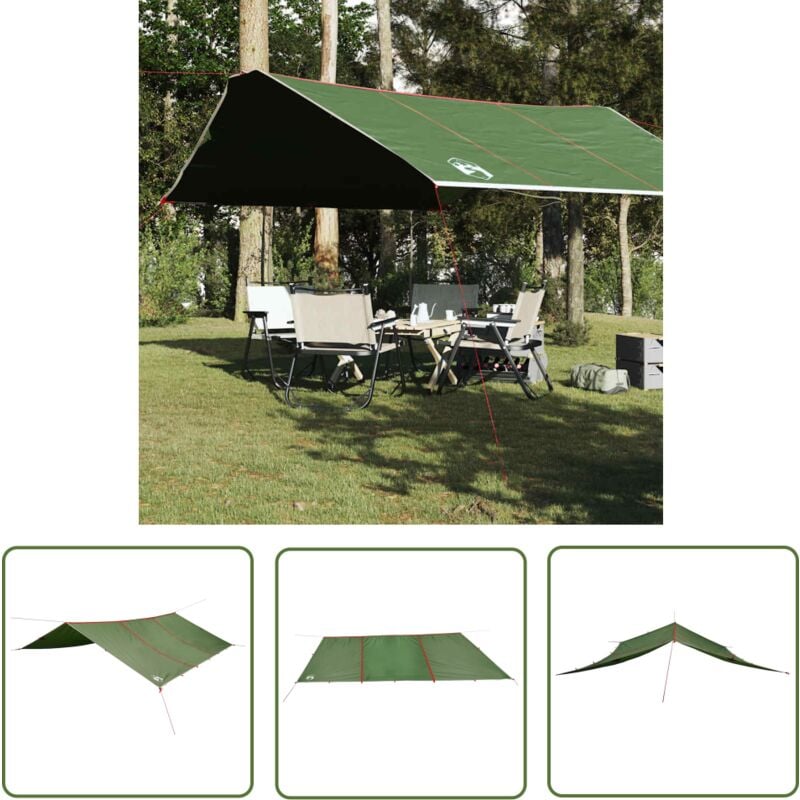 The Living Store - Tarp Grün 420x440 cm Wasserdicht - Zelte - Campingzelt - Regenschutz - Wasserdichte Plane - Polyesterzelt