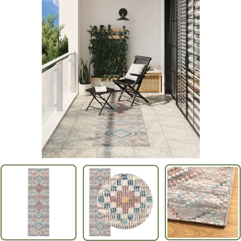 The Living Store - Teppich arbizu Indoor und Outdoor Vintage-Design 80x250 cm - Teppich - Vintage-Teppich - Polypropylen Teppich - Flurmatte
